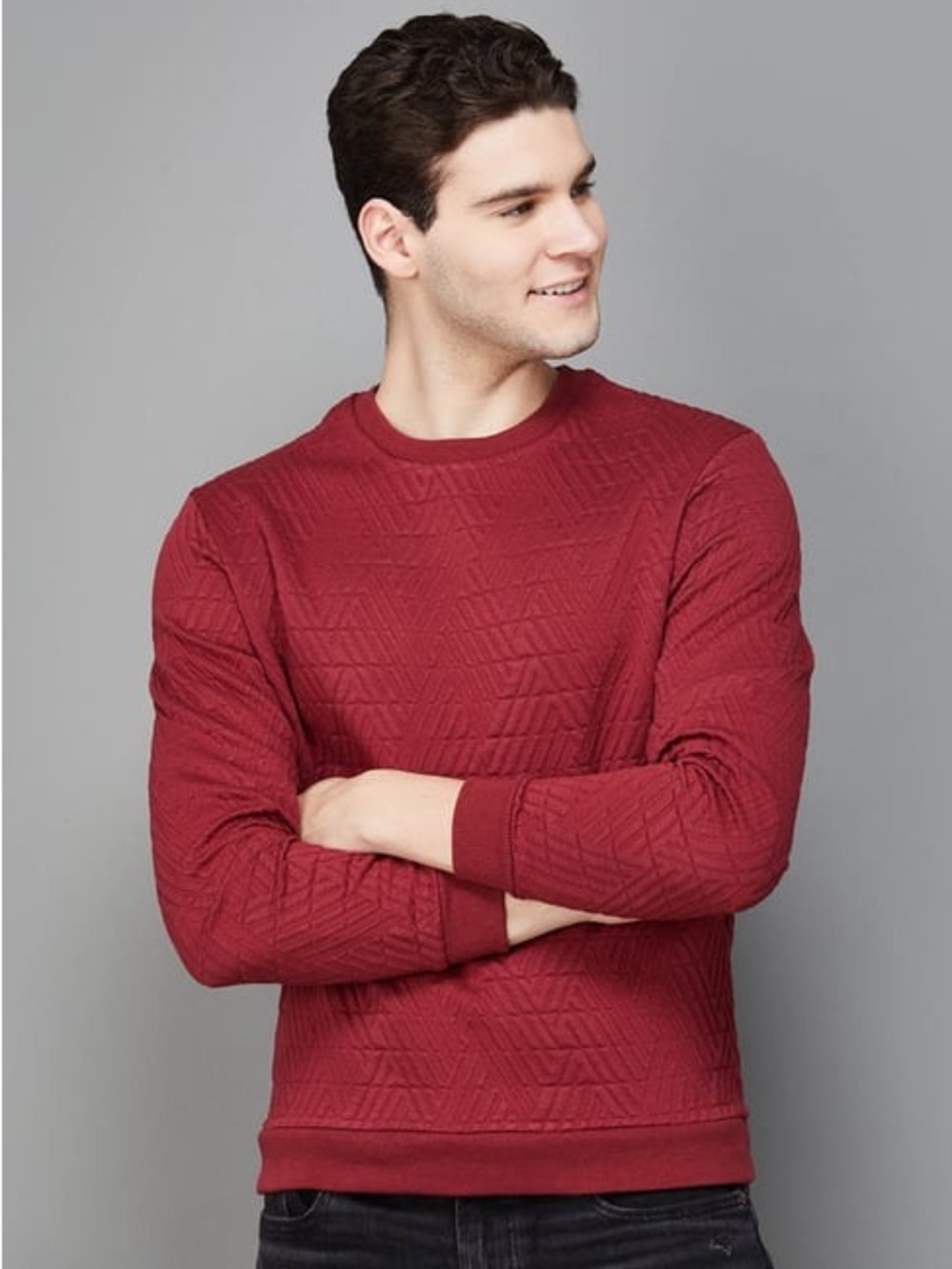Bossini Jeans Textured Crewneck Sweater | Size Small